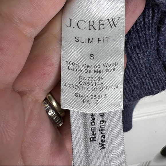 J. Crew Slim Fit Merino Wool V-Neck Elbow Patch Sweater in Blue Men’s Sz S - Picture 8 of 9